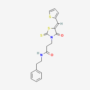 molecular formula C19H18N2O2S3 B4737461 3-[4-oxo-5-(2-thienylmethylene)-2-thioxo-1,3-thiazolidin-3-yl]-N-(2-phenylethyl)propanamide 