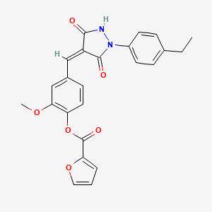 molecular formula C24H20N2O6 B4737497 4-{[1-(4-ethylphenyl)-3,5-dioxo-4-pyrazolidinylidene]methyl}-2-methoxyphenyl 2-furoate 