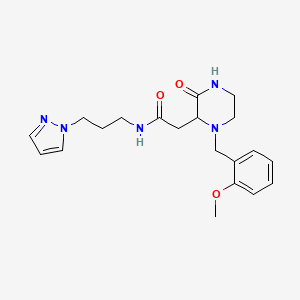 molecular formula C20H27N5O3 B4737502 2-[1-(2-methoxybenzyl)-3-oxo-2-piperazinyl]-N-[3-(1H-pyrazol-1-yl)propyl]acetamide 