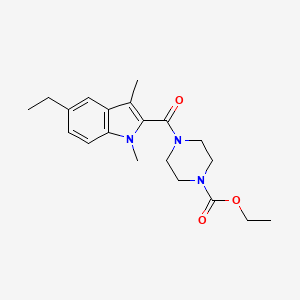 molecular formula C20H27N3O3 B4737510 ethyl 4-[(5-ethyl-1,3-dimethyl-1H-indol-2-yl)carbonyl]-1-piperazinecarboxylate 