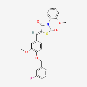 molecular formula C25H20FNO5S B4737526 5-{4-[(3-fluorobenzyl)oxy]-3-methoxybenzylidene}-3-(2-methoxyphenyl)-1,3-thiazolidine-2,4-dione 