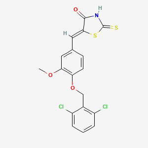 molecular formula C18H13Cl2NO3S2 B4737528 5-{4-[(2,6-dichlorobenzyl)oxy]-3-methoxybenzylidene}-2-thioxo-1,3-thiazolidin-4-one 