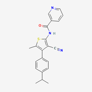 molecular formula C21H19N3OS B4737537 N-[3-cyano-4-(4-isopropylphenyl)-5-methyl-2-thienyl]nicotinamide 