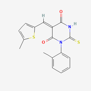 molecular formula C17H14N2O2S2 B4737552 1-(2-methylphenyl)-5-[(5-methyl-2-thienyl)methylene]-2-thioxodihydro-4,6(1H,5H)-pyrimidinedione 