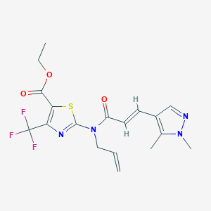 molecular formula C18H19F3N4O3S B4737560 ethyl 2-{allyl[3-(1,5-dimethyl-1H-pyrazol-4-yl)acryloyl]amino}-4-(trifluoromethyl)-1,3-thiazole-5-carboxylate 