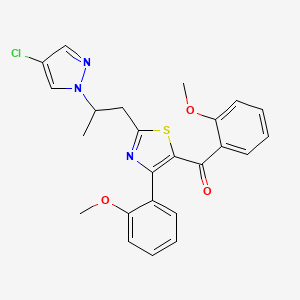 molecular formula C24H22ClN3O3S B4737604 [2-[2-(4-chloro-1H-pyrazol-1-yl)propyl]-4-(2-methoxyphenyl)-1,3-thiazol-5-yl](2-methoxyphenyl)methanone 