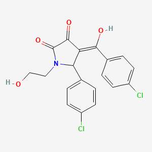 molecular formula C19H15Cl2NO4 B4737610 4-(4-chlorobenzoyl)-5-(4-chlorophenyl)-3-hydroxy-1-(2-hydroxyethyl)-1,5-dihydro-2H-pyrrol-2-one 