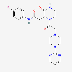 molecular formula C22H26FN7O3 B4737613 N-(4-fluorophenyl)-2-(3-oxo-1-{[4-(2-pyrimidinyl)-1-piperazinyl]acetyl}-2-piperazinyl)acetamide 