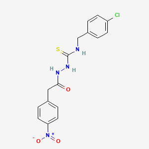 molecular formula C16H15ClN4O3S B4737624 N-(4-chlorobenzyl)-2-[(4-nitrophenyl)acetyl]hydrazinecarbothioamide 