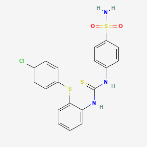 molecular formula C19H16ClN3O2S3 B4737626 4-{[({2-[(4-chlorophenyl)thio]phenyl}amino)carbonothioyl]amino}benzenesulfonamide 