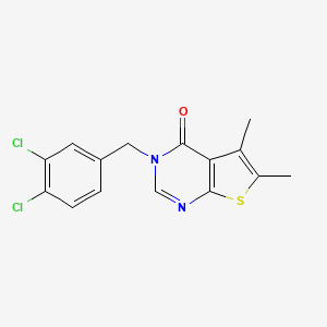 molecular formula C15H12Cl2N2OS B4737668 3-(3,4-dichlorobenzyl)-5,6-dimethylthieno[2,3-d]pyrimidin-4(3H)-one 