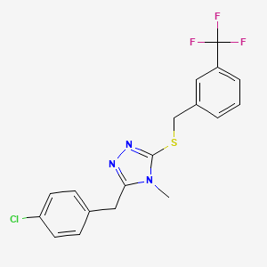 molecular formula C18H15ClF3N3S B4737673 3-(4-chlorobenzyl)-4-methyl-5-{[3-(trifluoromethyl)benzyl]thio}-4H-1,2,4-triazole 