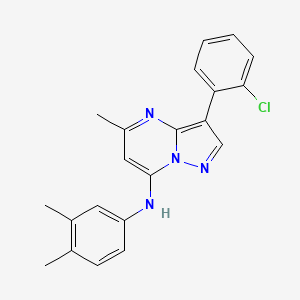 molecular formula C21H19ClN4 B4737701 3-(2-chlorophenyl)-N-(3,4-dimethylphenyl)-5-methylpyrazolo[1,5-a]pyrimidin-7-amine 