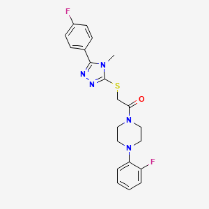 molecular formula C21H21F2N5OS B4737720 1-(2-fluorophenyl)-4-({[5-(4-fluorophenyl)-4-methyl-4H-1,2,4-triazol-3-yl]thio}acetyl)piperazine 