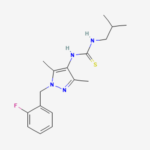 molecular formula C17H23FN4S B4737723 N-[1-(2-fluorobenzyl)-3,5-dimethyl-1H-pyrazol-4-yl]-N'-isobutylthiourea 