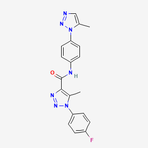 molecular formula C19H16FN7O B4737735 1-(4-fluorophenyl)-5-methyl-N-[4-(5-methyl-1H-1,2,3-triazol-1-yl)phenyl]-1H-1,2,3-triazole-4-carboxamide 