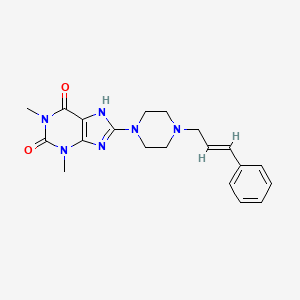molecular formula C20H24N6O2 B4737773 1,3-dimethyl-8-[4-(3-phenyl-2-propen-1-yl)-1-piperazinyl]-3,7-dihydro-1H-purine-2,6-dione 