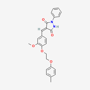 molecular formula C26H24N2O5 B4737784 4-{3-methoxy-4-[2-(4-methylphenoxy)ethoxy]benzylidene}-1-phenyl-3,5-pyrazolidinedione 