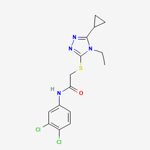 molecular formula C15H16Cl2N4OS B4737824 2-[(5-cyclopropyl-4-ethyl-4H-1,2,4-triazol-3-yl)thio]-N-(3,4-dichlorophenyl)acetamide 