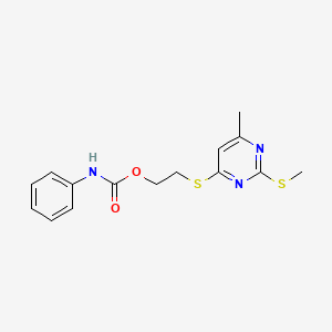 molecular formula C15H17N3O2S2 B4737826 2-{[6-methyl-2-(methylthio)-4-pyrimidinyl]thio}ethyl phenylcarbamate 