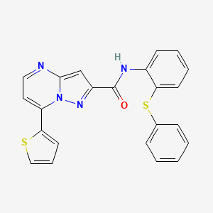 molecular formula C23H16N4OS2 B4737874 N-[2-(phenylthio)phenyl]-7-(2-thienyl)pyrazolo[1,5-a]pyrimidine-2-carboxamide 