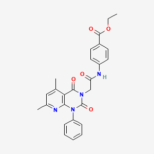 molecular formula C26H24N4O5 B4737921 ethyl 4-{[(5,7-dimethyl-2,4-dioxo-1-phenyl-1,4-dihydropyrido[2,3-d]pyrimidin-3(2H)-yl)acetyl]amino}benzoate 