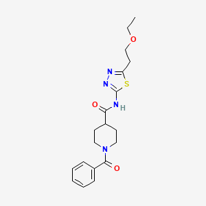 molecular formula C19H24N4O3S B4737936 1-benzoyl-N-[5-(2-ethoxyethyl)-1,3,4-thiadiazol-2-yl]-4-piperidinecarboxamide 