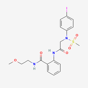 molecular formula C19H22IN3O5S B4737944 2-{[N-(4-iodophenyl)-N-(methylsulfonyl)glycyl]amino}-N-(2-methoxyethyl)benzamide 