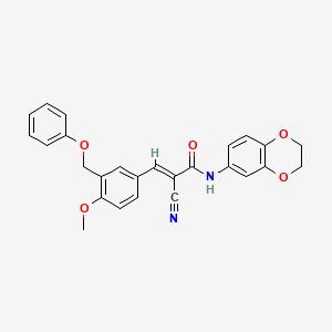 molecular formula C26H22N2O5 B4737981 2-cyano-N-(2,3-dihydro-1,4-benzodioxin-6-yl)-3-[4-methoxy-3-(phenoxymethyl)phenyl]acrylamide 