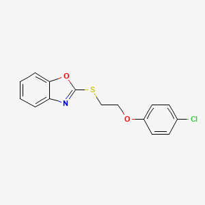 molecular formula C15H12ClNO2S B4737995 2-{[2-(4-chlorophenoxy)ethyl]thio}-1,3-benzoxazole 
