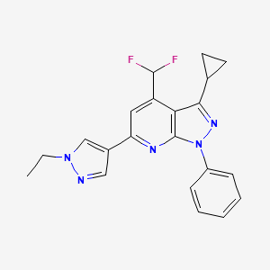 molecular formula C21H19F2N5 B4738002 3-cyclopropyl-4-(difluoromethyl)-6-(1-ethyl-1H-pyrazol-4-yl)-1-phenyl-1H-pyrazolo[3,4-b]pyridine 
