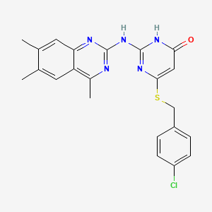 molecular formula C22H20ClN5OS B4738025 6-[(4-chlorobenzyl)thio]-2-[(4,6,7-trimethylquinazolin-2-yl)amino]pyrimidin-4(3H)-one 