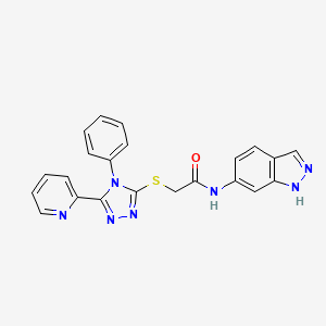 molecular formula C22H17N7OS B4738030 N-1H-indazol-6-yl-2-{[4-phenyl-5-(2-pyridinyl)-4H-1,2,4-triazol-3-yl]thio}acetamide 