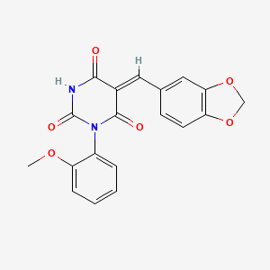 molecular formula C19H14N2O6 B4738051 5-(1,3-benzodioxol-5-ylmethylene)-1-(2-methoxyphenyl)-2,4,6(1H,3H,5H)-pyrimidinetrione 