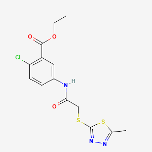molecular formula C14H14ClN3O3S2 B4738053 ethyl 2-chloro-5-({[(5-methyl-1,3,4-thiadiazol-2-yl)thio]acetyl}amino)benzoate 