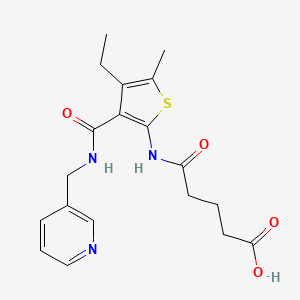 molecular formula C19H23N3O4S B4738056 5-[(4-ethyl-5-methyl-3-{[(3-pyridinylmethyl)amino]carbonyl}-2-thienyl)amino]-5-oxopentanoic acid 