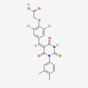 molecular formula C21H16Cl2N2O6 B4738062 (2,6-dichloro-4-{[1-(3,4-dimethylphenyl)-2,4,6-trioxotetrahydro-5(2H)-pyrimidinylidene]methyl}phenoxy)acetic acid 
