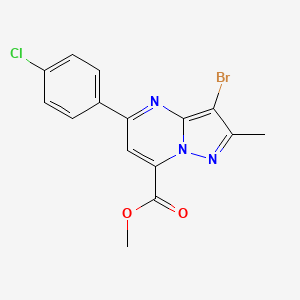 molecular formula C15H11BrClN3O2 B4738068 methyl 3-bromo-5-(4-chlorophenyl)-2-methylpyrazolo[1,5-a]pyrimidine-7-carboxylate 