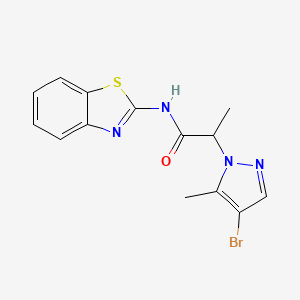 molecular formula C14H13BrN4OS B4738079 N-1,3-benzothiazol-2-yl-2-(4-bromo-5-methyl-1H-pyrazol-1-yl)propanamide 