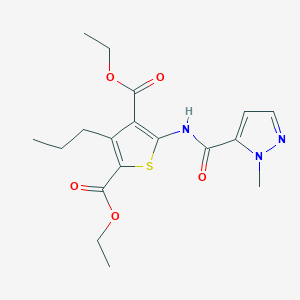 molecular formula C18H23N3O5S B4738084 diethyl 5-{[(1-methyl-1H-pyrazol-5-yl)carbonyl]amino}-3-propyl-2,4-thiophenedicarboxylate 