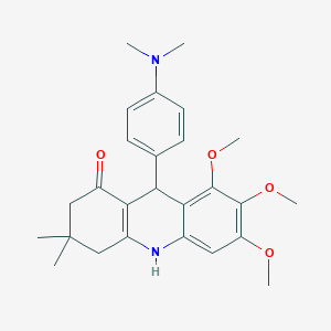molecular formula C26H32N2O4 B4738159 9-[4-(dimethylamino)phenyl]-6,7,8-trimethoxy-3,3-dimethyl-3,4,9,10-tetrahydro-1(2H)-acridinone 