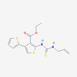 molecular formula C15H16N2O2S3 B4738186 ethyl 5'-{[(allylamino)carbonothioyl]amino}-2,3'-bithiophene-4'-carboxylate 