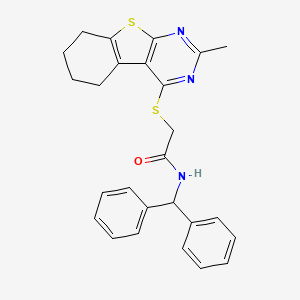 molecular formula C26H25N3OS2 B4738194 N-(diphenylmethyl)-2-[(2-methyl-5,6,7,8-tetrahydro[1]benzothieno[2,3-d]pyrimidin-4-yl)thio]acetamide 