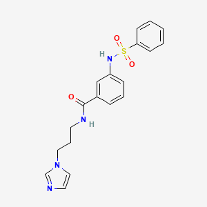 molecular formula C19H20N4O3S B4738218 N-[3-(1H-imidazol-1-yl)propyl]-3-[(phenylsulfonyl)amino]benzamide 