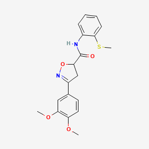 molecular formula C19H20N2O4S B4738222 3-(3,4-dimethoxyphenyl)-N-[2-(methylthio)phenyl]-4,5-dihydro-5-isoxazolecarboxamide 