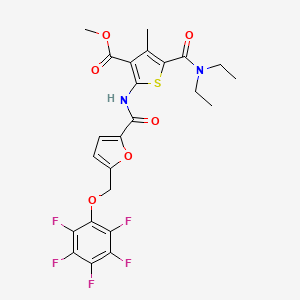 molecular formula C24H21F5N2O6S B4738276 methyl 5-[(diethylamino)carbonyl]-4-methyl-2-({5-[(pentafluorophenoxy)methyl]-2-furoyl}amino)-3-thiophenecarboxylate 