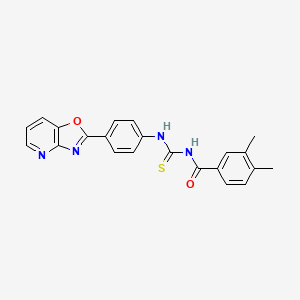 molecular formula C22H18N4O2S B4738289 3,4-dimethyl-N-{[(4-[1,3]oxazolo[4,5-b]pyridin-2-ylphenyl)amino]carbonothioyl}benzamide 