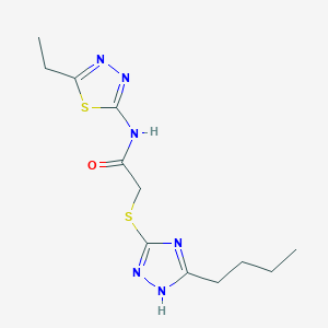 molecular formula C12H18N6OS2 B4738302 2-[(5-butyl-4H-1,2,4-triazol-3-yl)thio]-N-(5-ethyl-1,3,4-thiadiazol-2-yl)acetamide 