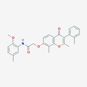 molecular formula C28H27NO5 B4738310 2-{[2,8-dimethyl-3-(2-methylphenyl)-4-oxo-4H-chromen-7-yl]oxy}-N-(2-methoxy-5-methylphenyl)acetamide 