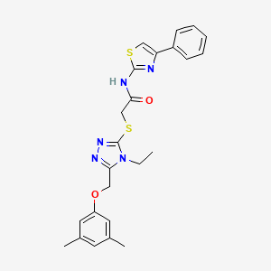 molecular formula C24H25N5O2S2 B4738329 2-({5-[(3,5-dimethylphenoxy)methyl]-4-ethyl-4H-1,2,4-triazol-3-yl}thio)-N-(4-phenyl-1,3-thiazol-2-yl)acetamide 